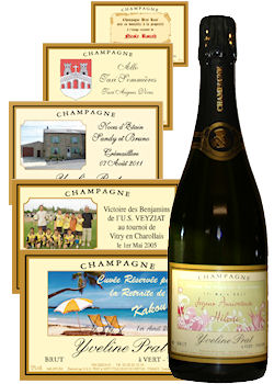 Etiquette personnalis&eacute;e champagne pour une association sportive, un d&eacute;part en retraite, un club de foot, une soci&eacute;t&eacute; de chasse...