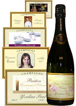 Etiquette personnalis&eacute;e champagne pour une cadeau de naissance ou un bapt&ecirc;me