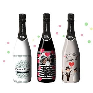 Champagne personnalisé avec un sleeve pour un mariage