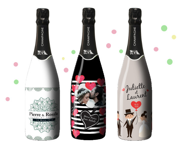 Champagne personnalisé pour mariage avec sleeve