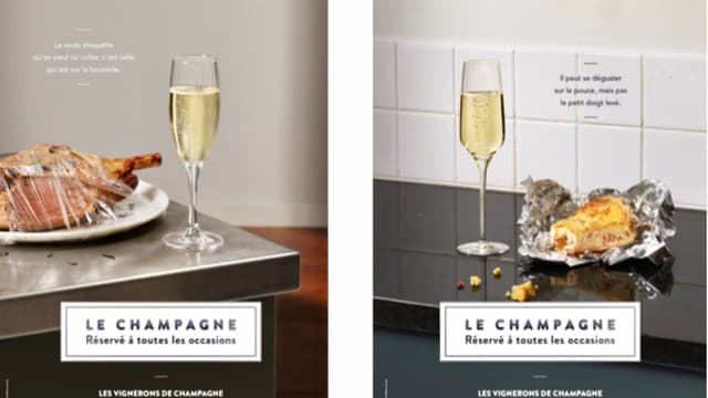 Campagne de publicité par les vignerons de Champagne Le Champagne réservé à toutes les occasions