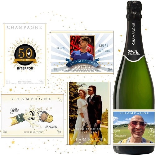 Champagne personnalisé pour un anniversaire, un anniversaire de mariage, l anniversaire d une entreprise