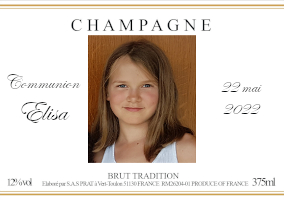Champagne personnalisé pour une communion
