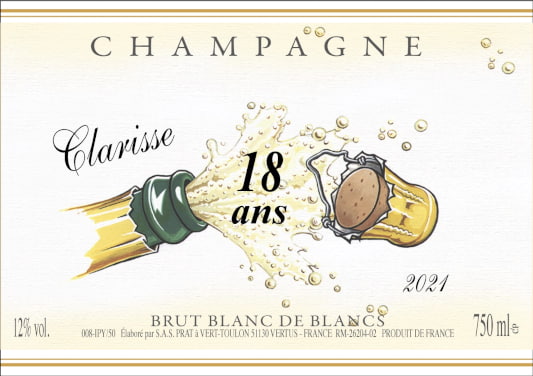 Etiquette personnalis&eacute;e champagne pour un anniversaire avec un visuel