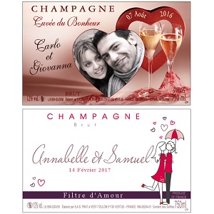 Champagne personnalisé pour la saint valentin 