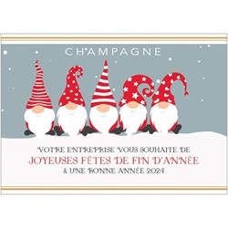 Champagne personnalis pour Noel avec des lutins