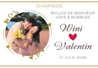 Bouteille de champagne personnalis&eacute;e pour un mariage