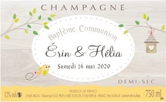 Etiquette de champagne pour un baptême ou une naissance