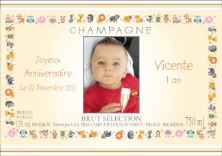 Etiquette de champagne pour anniversaire avec photo 