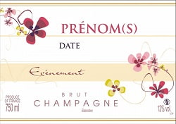 Fleurs de printemps sur étiquette de Champagne