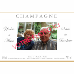 Etiquette personnalisée avec photo anniversaire pour bouteille de Champagne