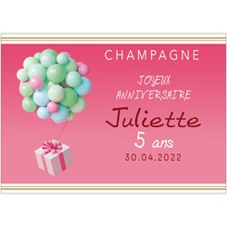 Etiquette personnalise pour anniversaire femme up ballons et cadeau