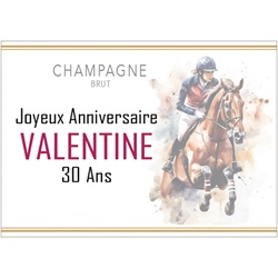 Champagne pour anniversaire avec tiquette cheval