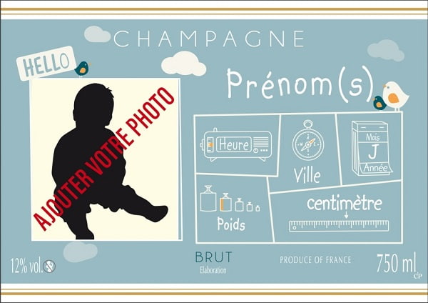 Etiquette De Champagne Pour Un Bapteme Ou Une Naissance