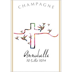 tiquette de champagne personnalise pour communion verticale avec croix