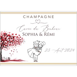 étiquette de champagne personnalisée pour mariage champetre