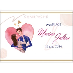 tiquette personnalise pour bouteille de champagne coeur et maris