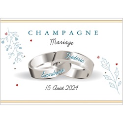 tiquette de champagne avec alliances argent pour mariage