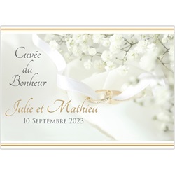 champagne personnalis avec tiquette bouquet de la marie