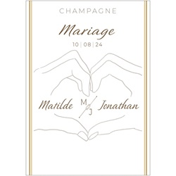 tiquette personnalise de champagne pour mariage love you mains