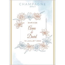 étiquette de champagne personnalisée pour mariage champetre