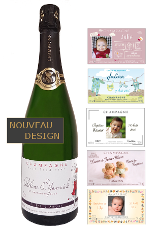 Etiquette Personnalisée pour bouteille de champagne pour un cadeau de naissance, un baptême