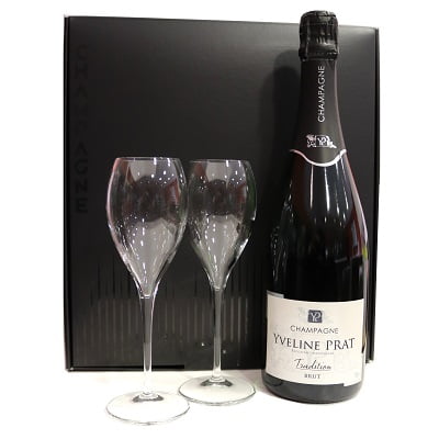 Coffret de champagne et 2 flutes