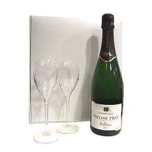 Coffret de champagne et 2 flutes millésime