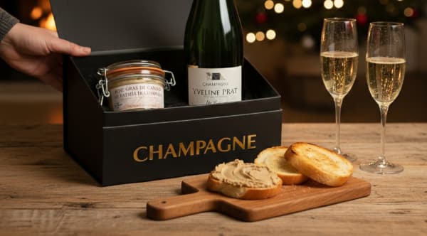 Coffret champagne et foie gras pour un cadeau gourmand