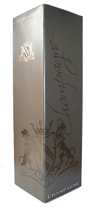 Coffret champagne pour 1 bouteille gris et lions dores