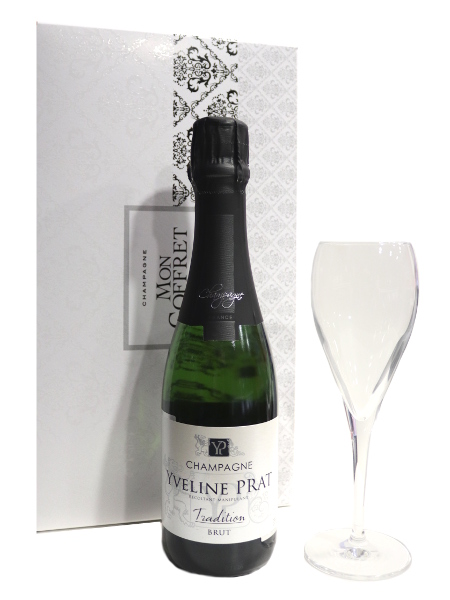 Coffret de champagne pour une demi bouteille et une flute