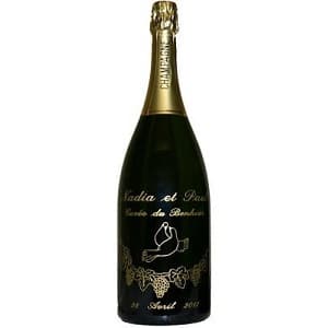 Champagne gravé pour un mariage